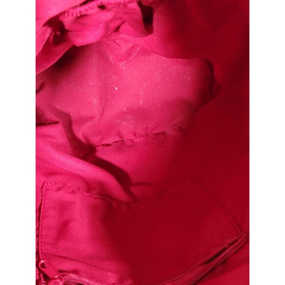 Red Woven Structured Handbag Gold Tone Hardware Top Handle Tote Studded Purse - Picture 11 of 12